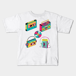 Music Retro art Colorful Cassettes tape Design Kids T-Shirt